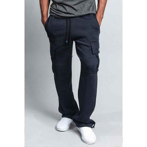 Men'S Solid Fleece Heavyweight Cargo Sweat Pants