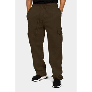 Men'S Solid Fleece Heavyweight Cargo Sweat Pants