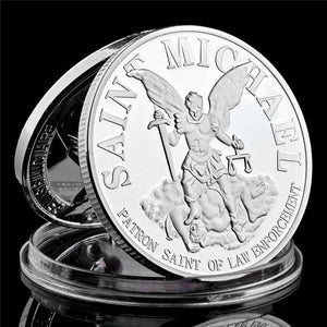 The Archangel with Prayer USA St Michael 1OZ Gold/Silver Plated Challenge Coin USA Collectibles