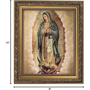 Inspirational Wall Art Our Lady of Guadalupe Framed Artwork 11X13 Decorative Picture with Easel Back and Metal Hangers
