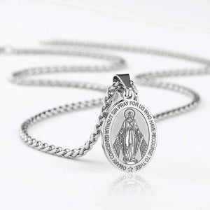 Oval Saint Christopher/Michael/Joseph/Jude/Virgin Mary/Joseph/Francis/Patrick/Anthony/Benedict/Thomas Necklace for Men Women, Stainless Steel Catholic Patron Pendant with Chain 24 Inches