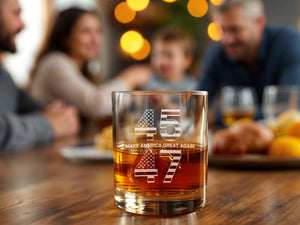 45 47 MAGA Trump Whiskey Glass, Trump 2024, Patriotic Gift, 47 Presidential, Make America Great Again, MAGA Gift, Political Gift