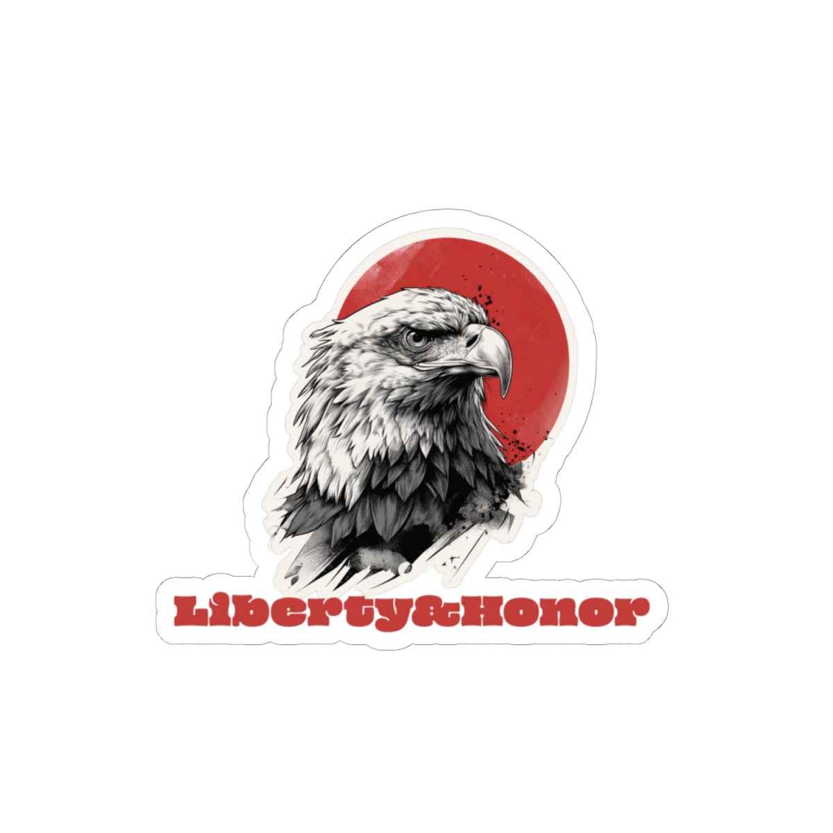 Liberty & Honor Eagle Kiss-Cut Sticker — Patriotic Red Sun Laptop Decal