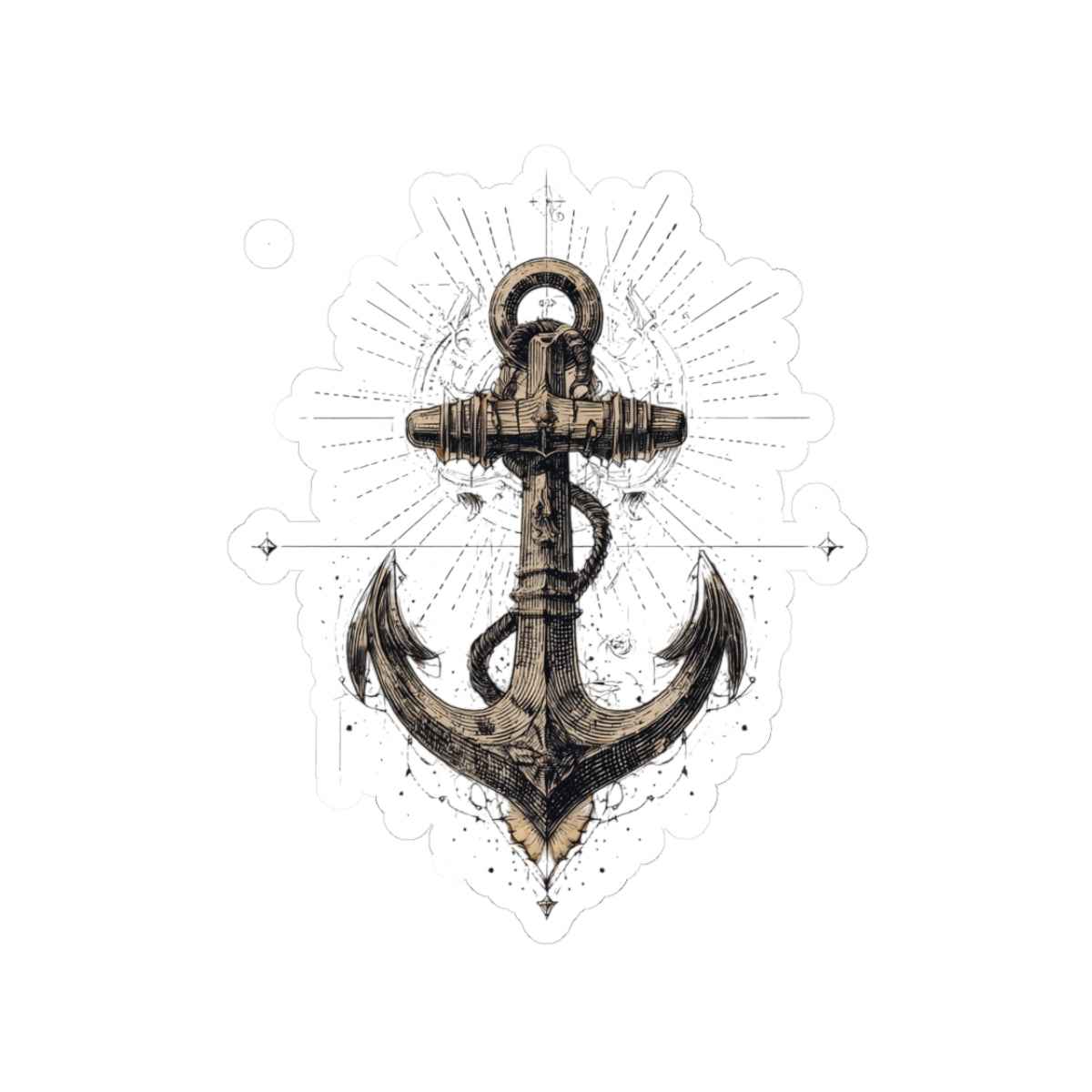 Anchor Illustration Kiss-Cut Sticker — Vintage Nautical Decor