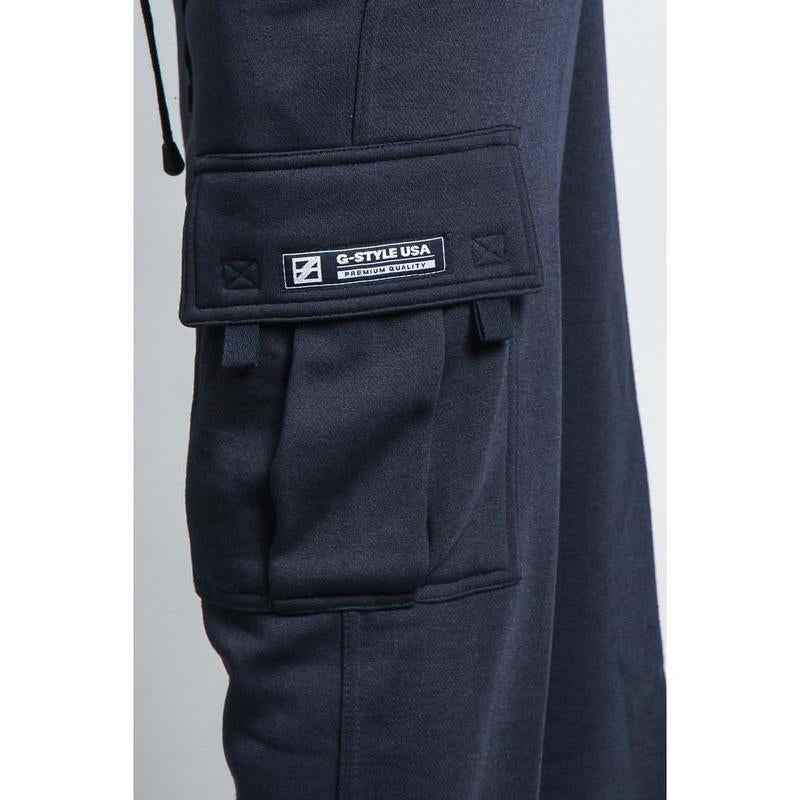 Men'S Solid Fleece Heavyweight Cargo Sweat Pants