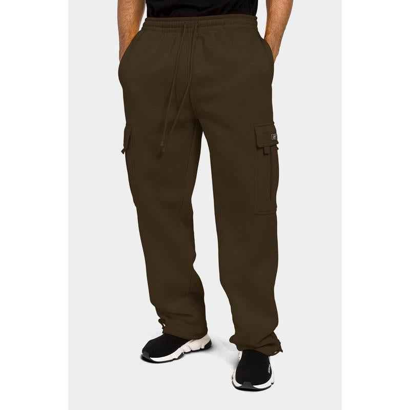 Men'S Solid Fleece Heavyweight Cargo Sweat Pants