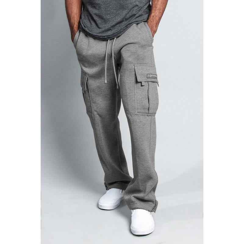 Men'S Solid Fleece Heavyweight Cargo Sweat Pants