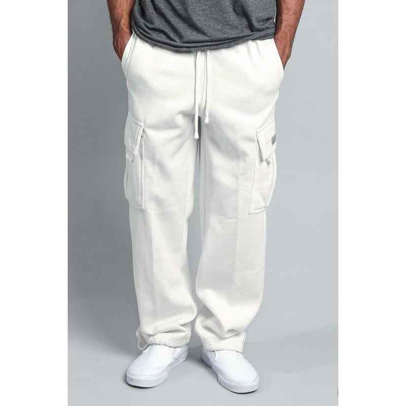 Men'S Solid Fleece Heavyweight Cargo Sweat Pants