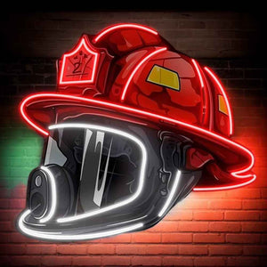 Firefighter Helmet Neon Sign USB Powered High Quality Acrylic Board Art Neon Neon Light Sign Hanging Ornament for Room Wall Deco