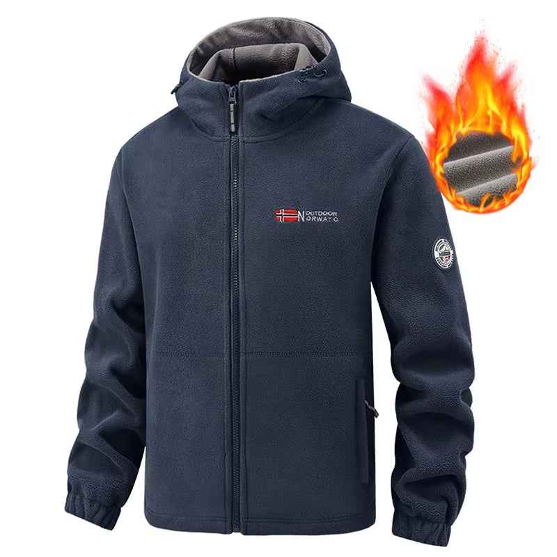 Autumn Winter New Hooded Fleece Jacket Men Outdoor Sports Windproof Tactical Zip Coat Men Warm Thick High Quality Jacket Male