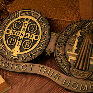 St. Benedict Medal Ornaments, Catholic Religious Items, Catholic Medals, Wooden Decorations, Exorcisms, Family Protection