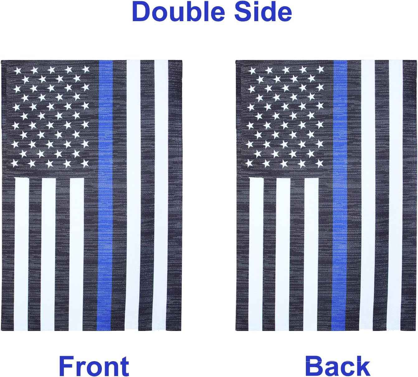 【Update Version】 Blue Line Garden American Flag - 12.5 X 18 Inch Double Sided Police Yard Flags for Honoring Law Enforcement Officers Fade-Resistant
