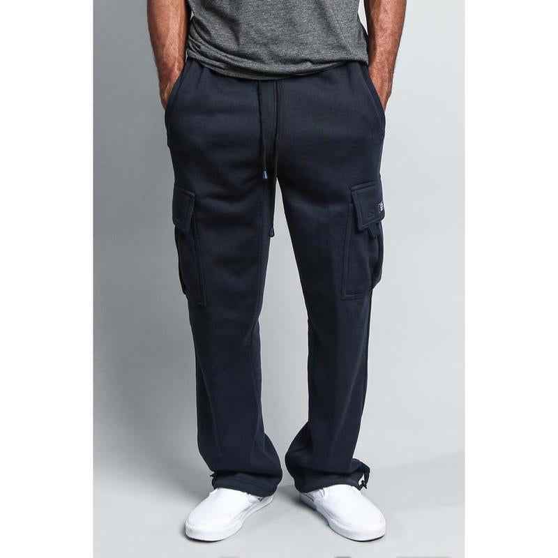 Men'S Solid Fleece Heavyweight Cargo Sweat Pants