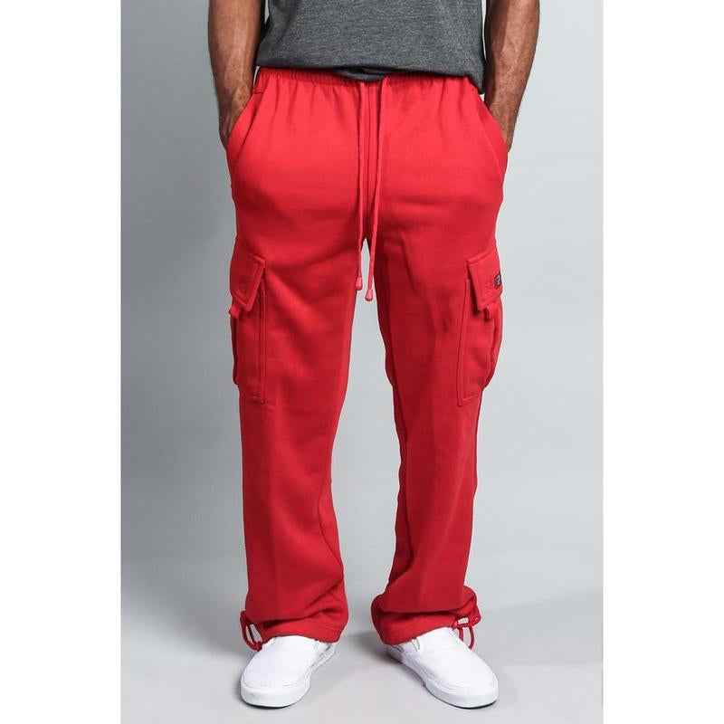 Men'S Solid Fleece Heavyweight Cargo Sweat Pants