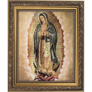 Inspirational Wall Art Our Lady of Guadalupe Framed Artwork 11X13 Decorative Picture with Easel Back and Metal Hangers