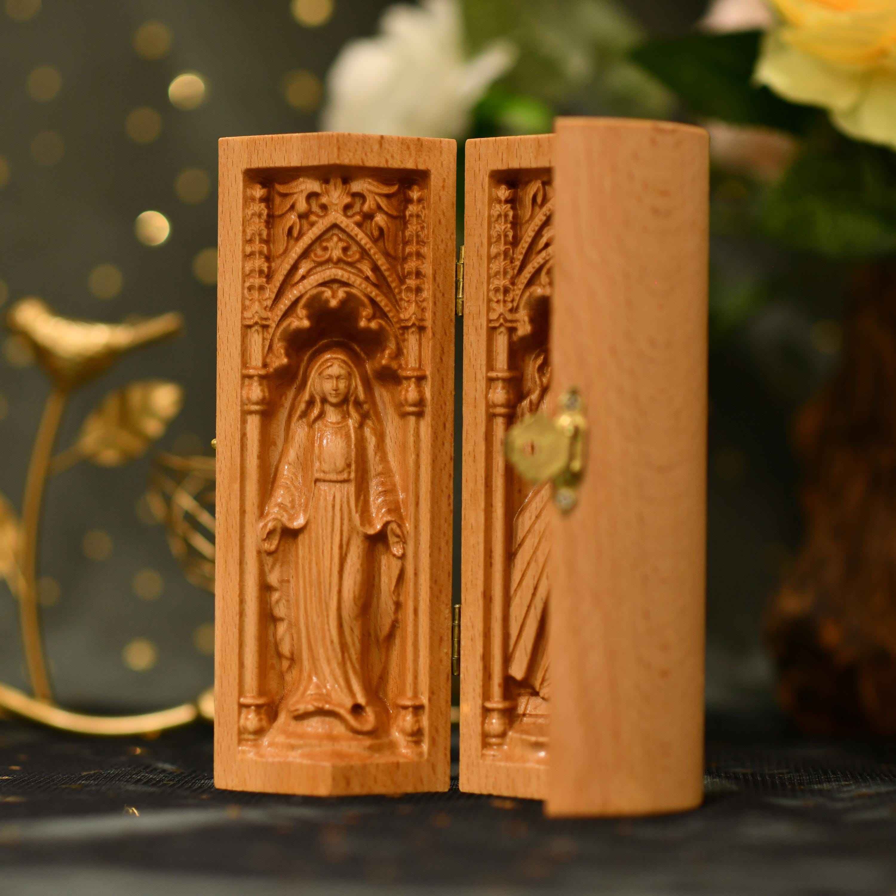 Holy Family Catholic Triptych of the Virgin Mary Jesus Christ St Joseph Portable Altar Catholic Home Decor Wood Handicrafts Religious Gifts