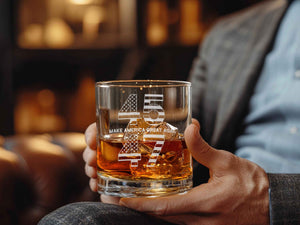 45 47 MAGA Trump Whiskey Glass, Trump 2024, Patriotic Gift, 47 Presidential, Make America Great Again, MAGA Gift, Political Gift