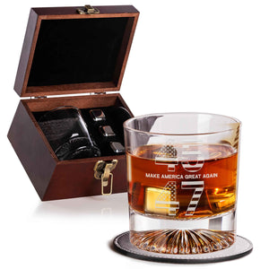 45 47 MAGA Trump Whiskey Glass, Trump 2024, Patriotic Gift, 47 Presidential, Make America Great Again, MAGA Gift, Political Gift
